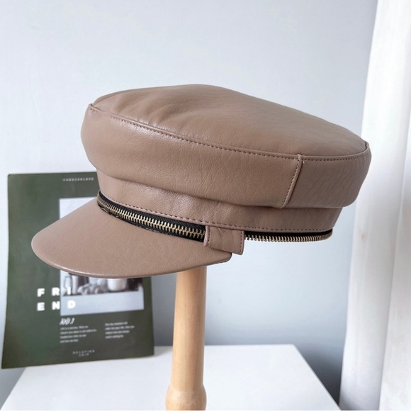 New Minimalist Vegan PU Leather Zipper detachable beret painters All season - Picture 13 of 16